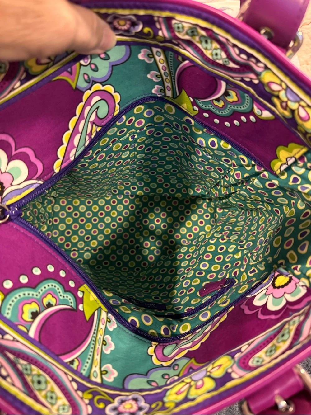 Vera Bradley Purple Teal Paisley Quilted 4 PIECE Set;2 pieces still have tags.